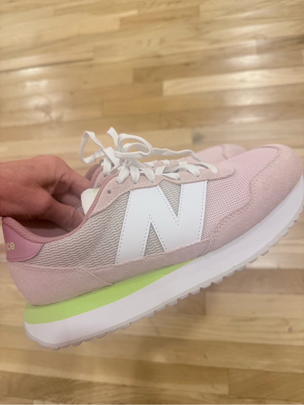 New Balance Women's Pink and Lime Platform Sneaker